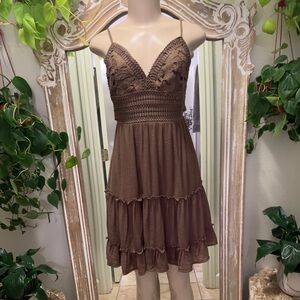 Love Tree Brown Lace Tiered Dress